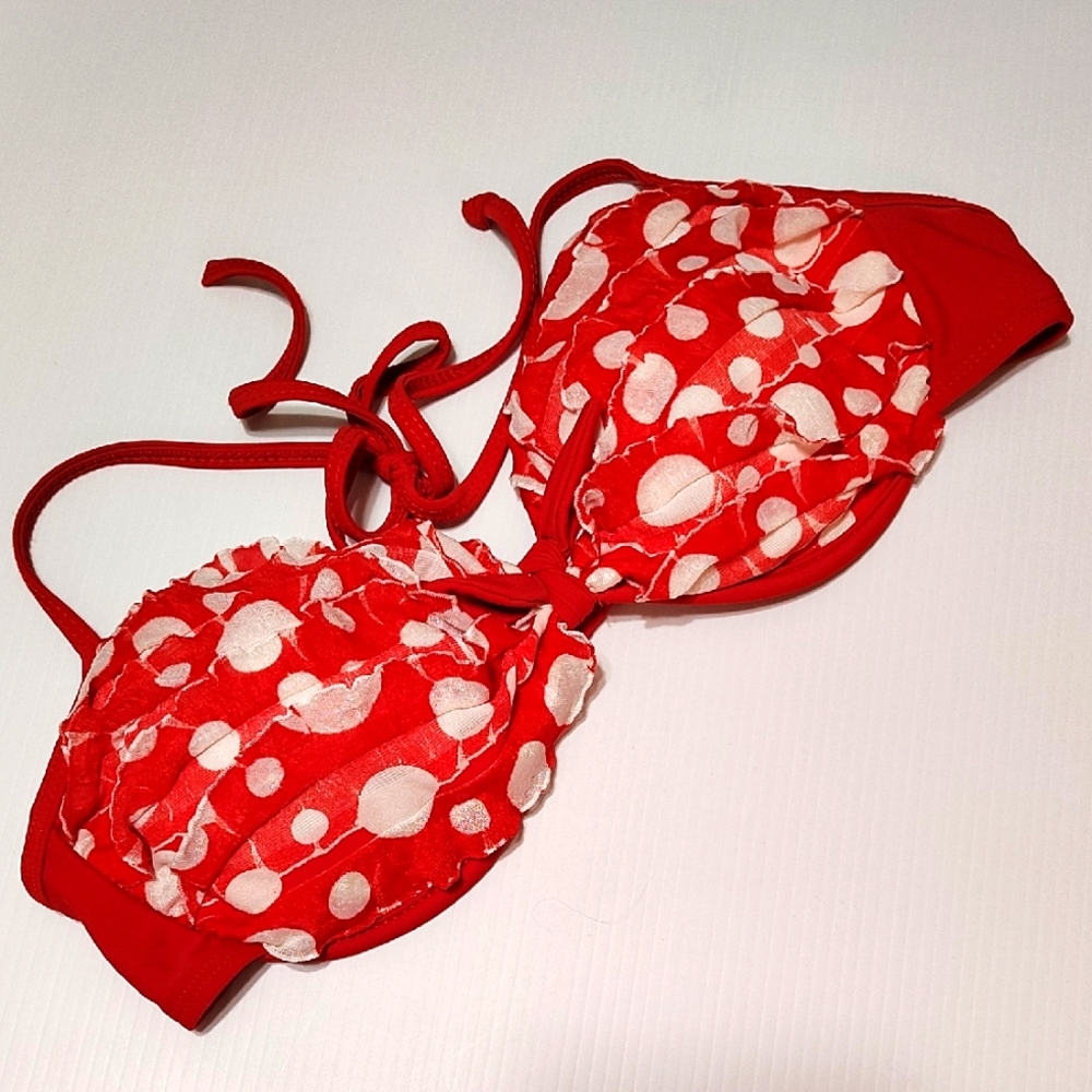 Candie's Red and White Polka Dot Underwire Bikini Top Size XL